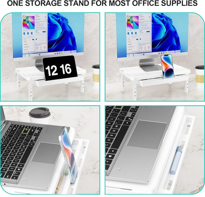 WALI Monitor Stand Riser with Drawer, Desk Organizers and Accessories for Computer, Printer, Laptop Stand for Home Office Supplies, (PTT005-B), 1 Pack, Black