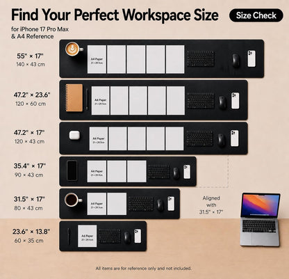 Large Desk Mat, 47" x 17", Black