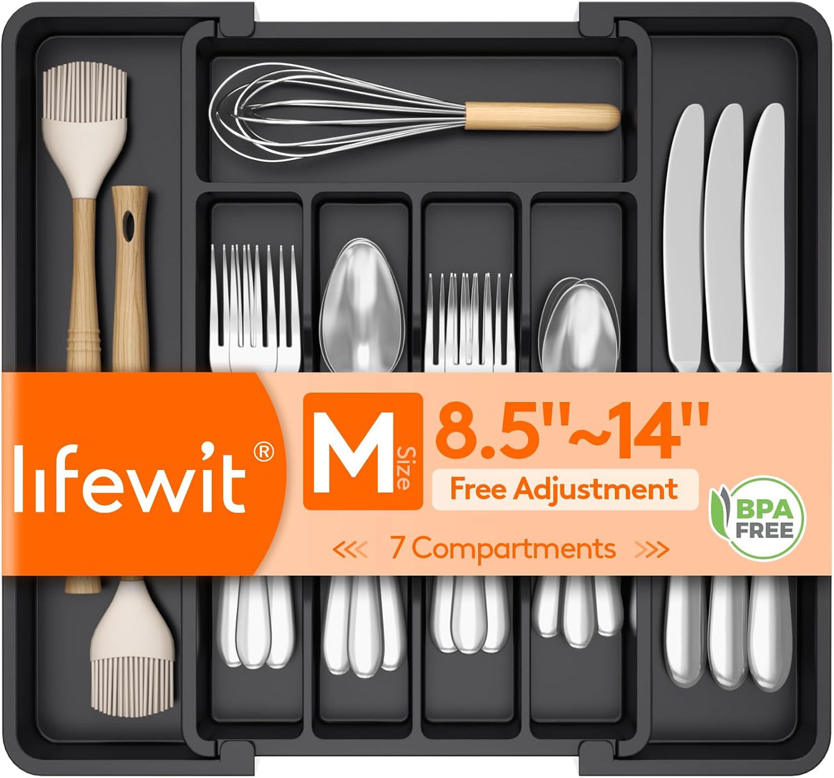 Expandable Silverware Drawer Organizer, Kitchen Utensil Tray