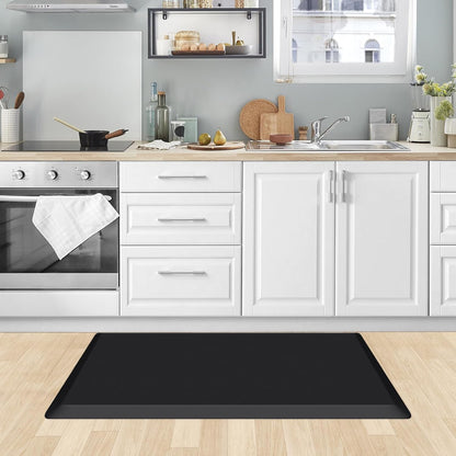 KitchenClouds Kitchen Mat Cushioned Anti Fatigue Rug 17.3"x28" Water Resistant, Non Slip, Standing and Comfort Desk/Floor Mats for House Sink Office (Black)