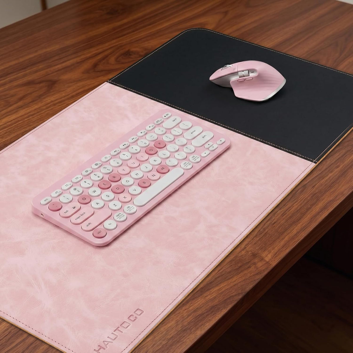 Cork Desk Mat 31.5"x15.7", Distressed PU Leather & Cloth Desk Pad