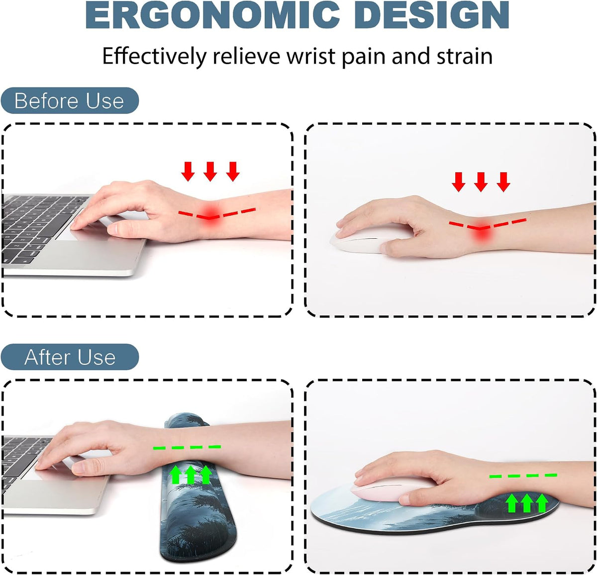 Ergonomic Mouse Pad with Wrist Rest and Keyboard Wrist Rest, Mousepad