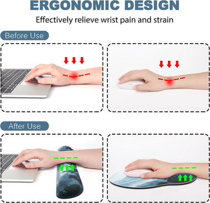 Ergonomic Mouse Pad with Wrist Rest and Keyboard Wrist Rest, Mousepad