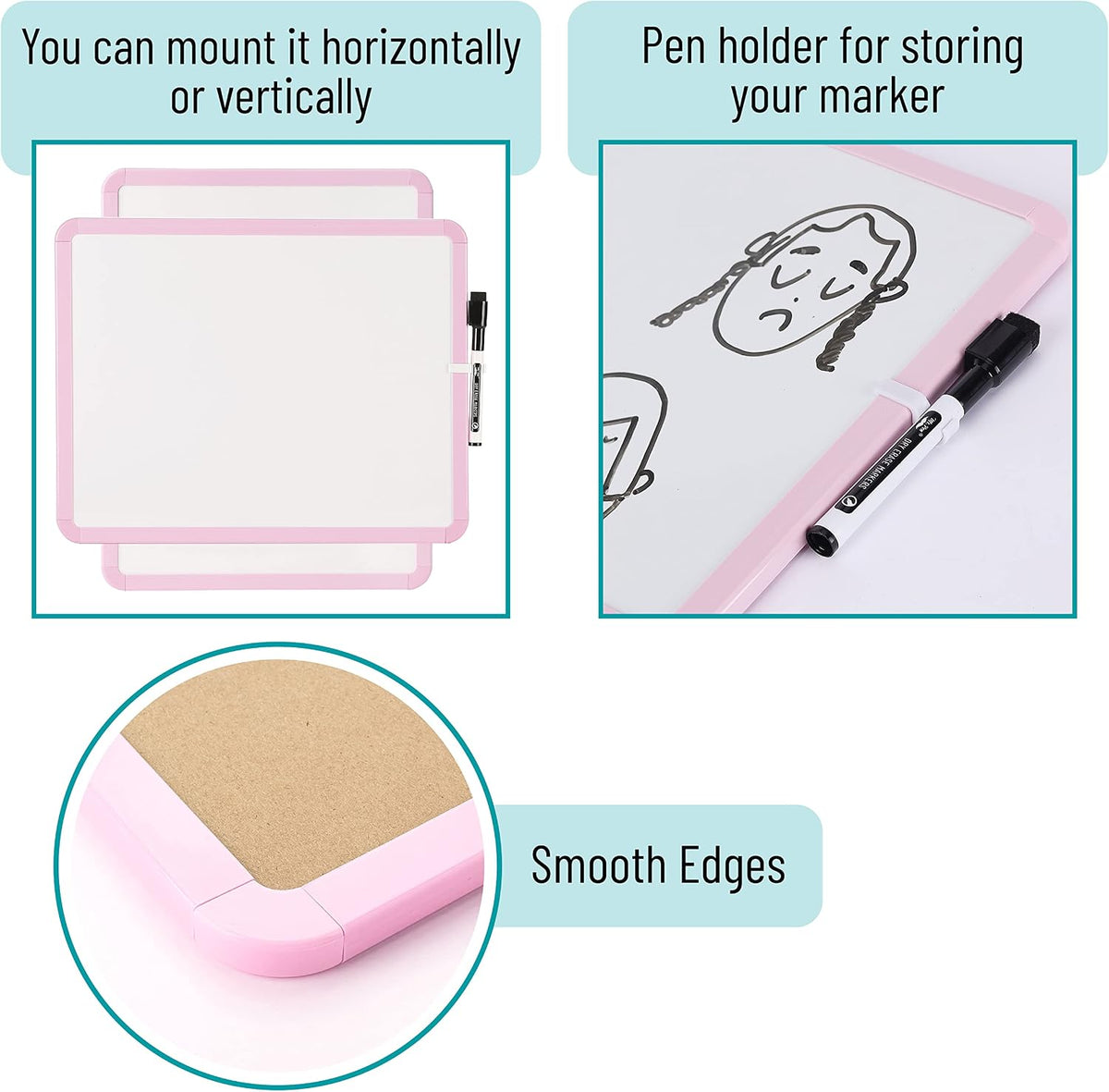 Dry Erase Board, 14” x 11”, White Frame