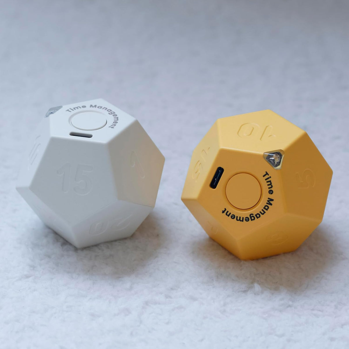 Mini 12 Sided Cube Timer, 11 Preset Times Pomodoro Timer for Enhanced Productivity. Ideal for ADHD Management, Workout, Study & Kitchen Cooking. Easy to Use（White）