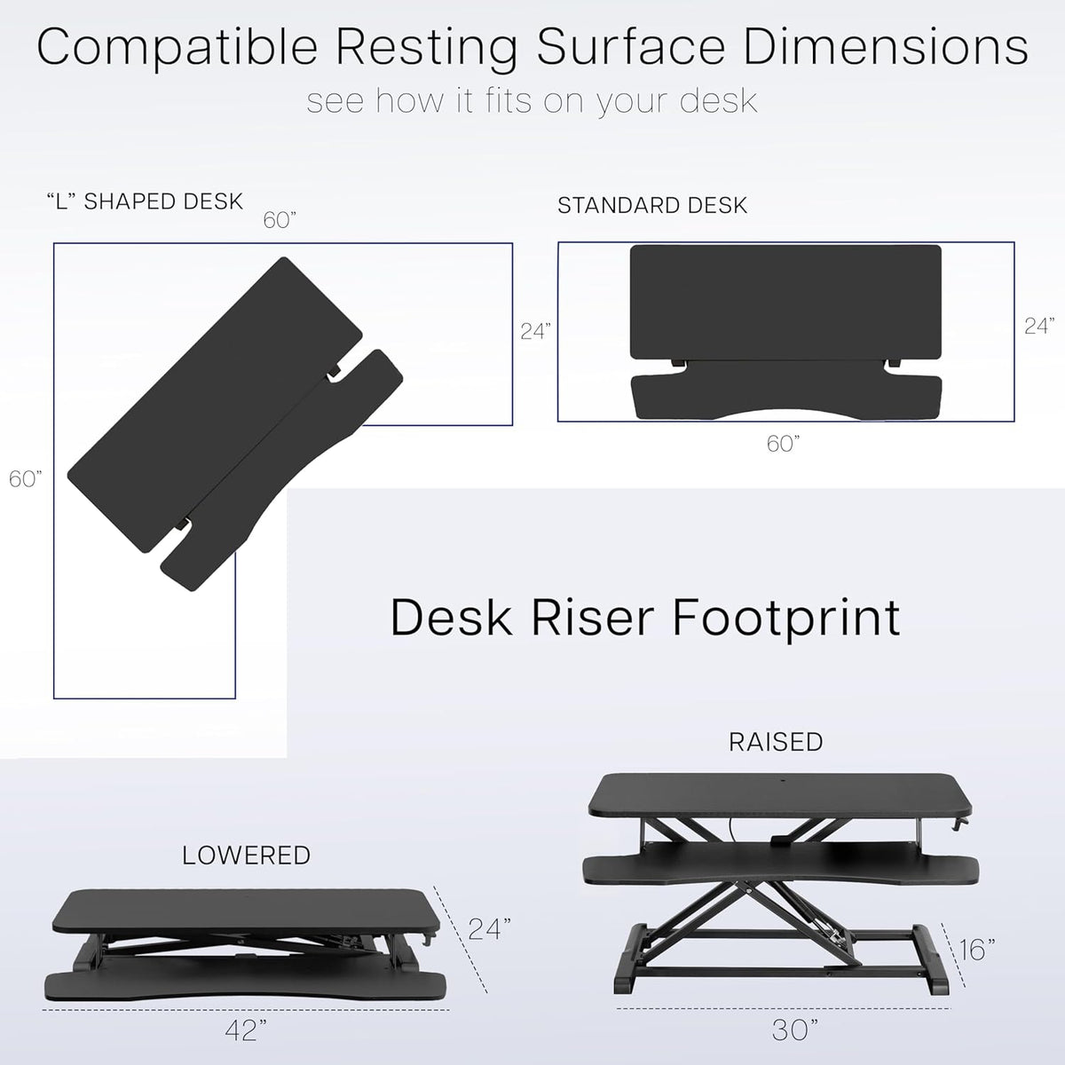 Black 32 in Standing Desk Converter, DESK-V000K