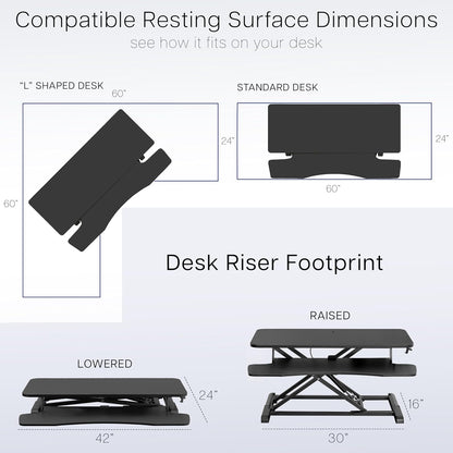 Black 32 in Standing Desk Converter, DESK-V000K