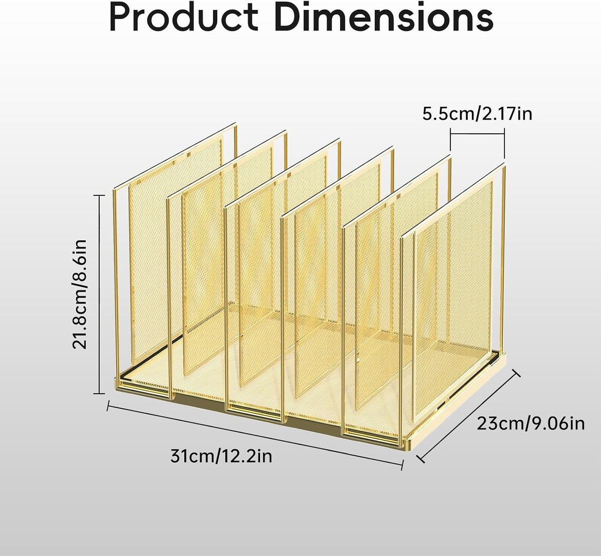 File Organizer for Desk, 5-Section Vertical File Sorter, Paper Holder Organizer Standing Metal File Folder for Office Home Classroom, Black