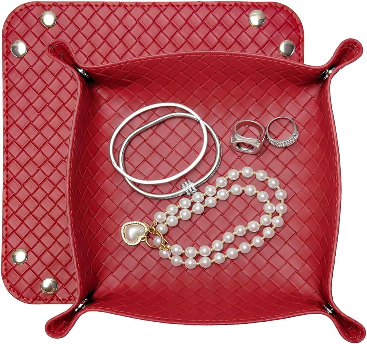 Small Valet Tray, Jewelry Tray for Rings Watches Earrings, Entryway Catchall Caddy for Coins Keys Change, Nightstand Bedside Valet Holder, Trays for Electronic Gadgets, Beige - Colors A
