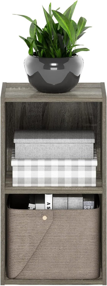 Furinno PASIR Book Shelf, 2-Tier Modern Bookshelf, Open Shelves Bookcase 9 x 12 x 21, Easy Assembly, for Living Room, Bedroom, Home Office, White