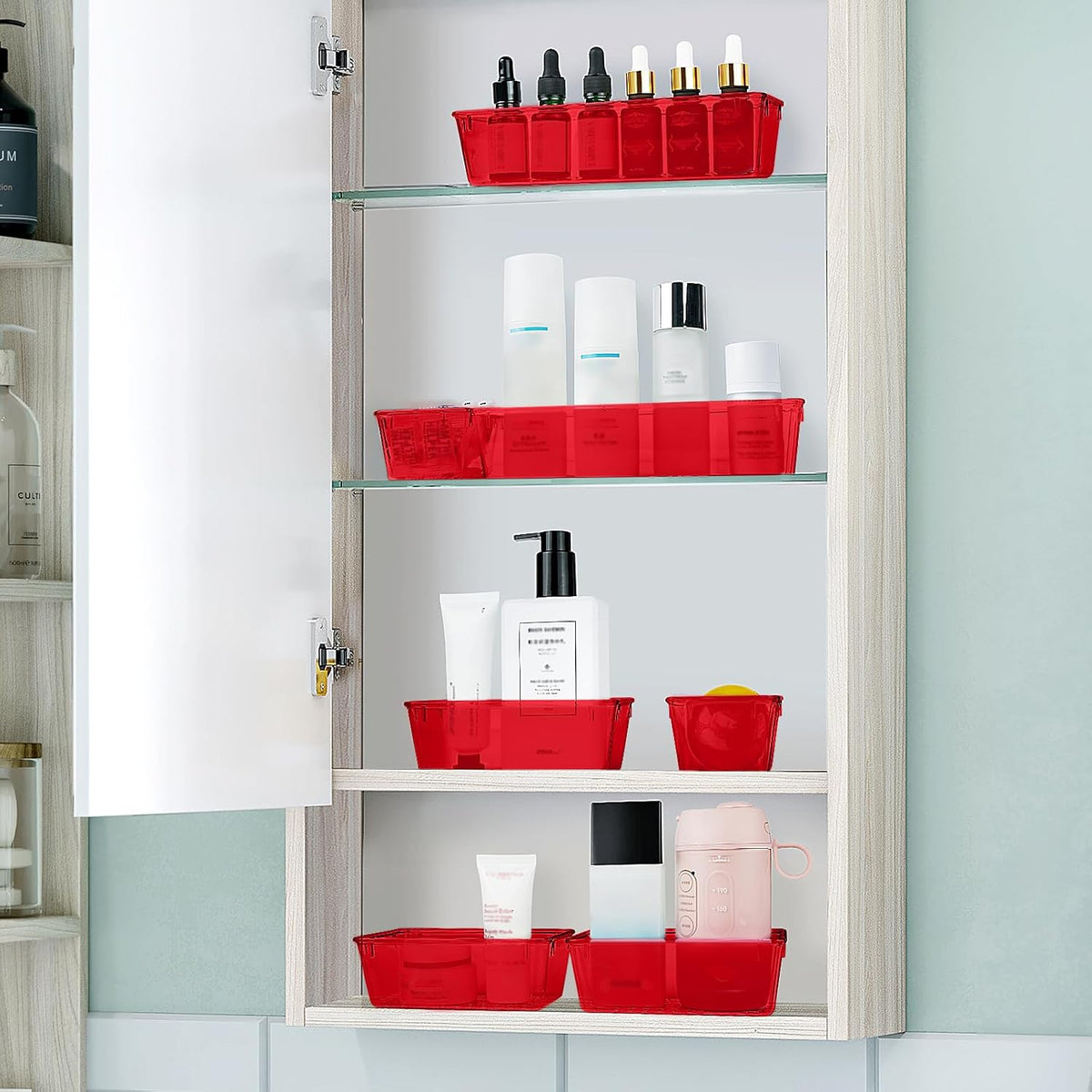 WOWBOX 25 PCS Clear Plastic Drawer Organizer Set, 4 Sizes Desk Drawer Divider Organizers and Storage Bins for Makeup, Jewelry, Gadgets for Kitchen, Bedroom, Bathroom, Office
