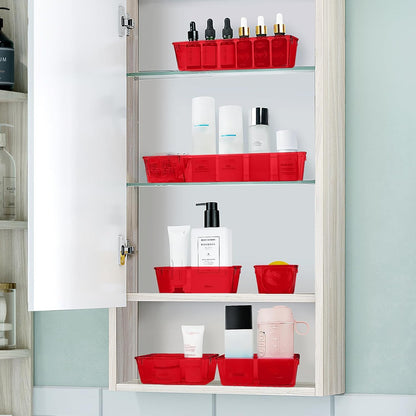 WOWBOX 25 PCS Clear Plastic Drawer Organizer Set, 4 Sizes Desk Drawer Divider Organizers and Storage Bins for Makeup, Jewelry, Gadgets for Kitchen, Bedroom, Bathroom, Office