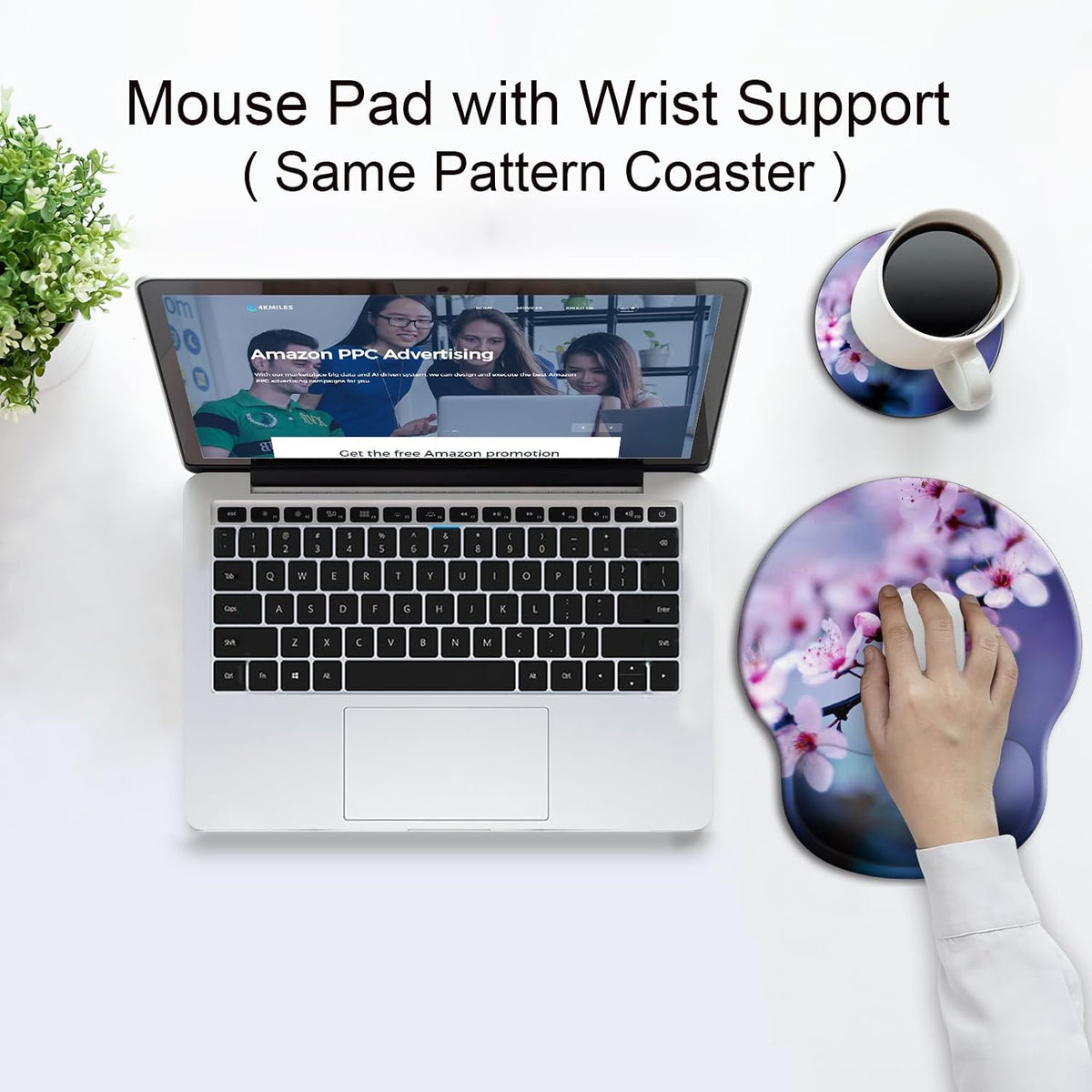 Ergonomic Mouse Pad with Wrist Support Rest,Large Mousepad Gel Wrist Rest, with Coaster Non-Slip & Pain Relief for Computer, Desk, Home&Office-Beach - Colors B