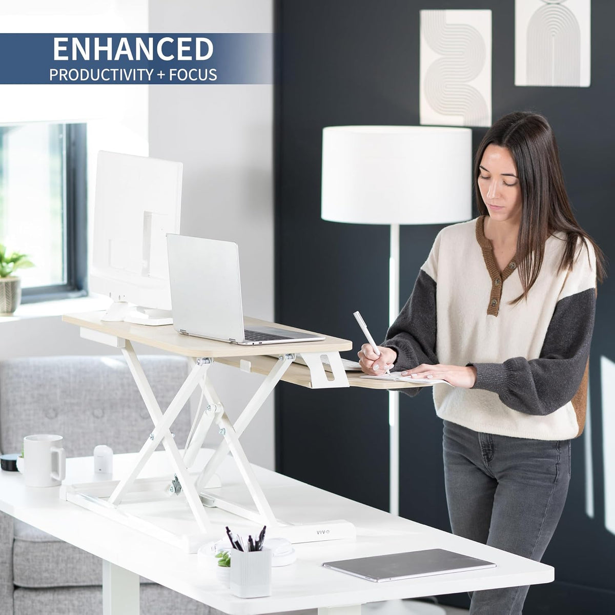Black 32 in Standing Desk Converter, DESK-V000K