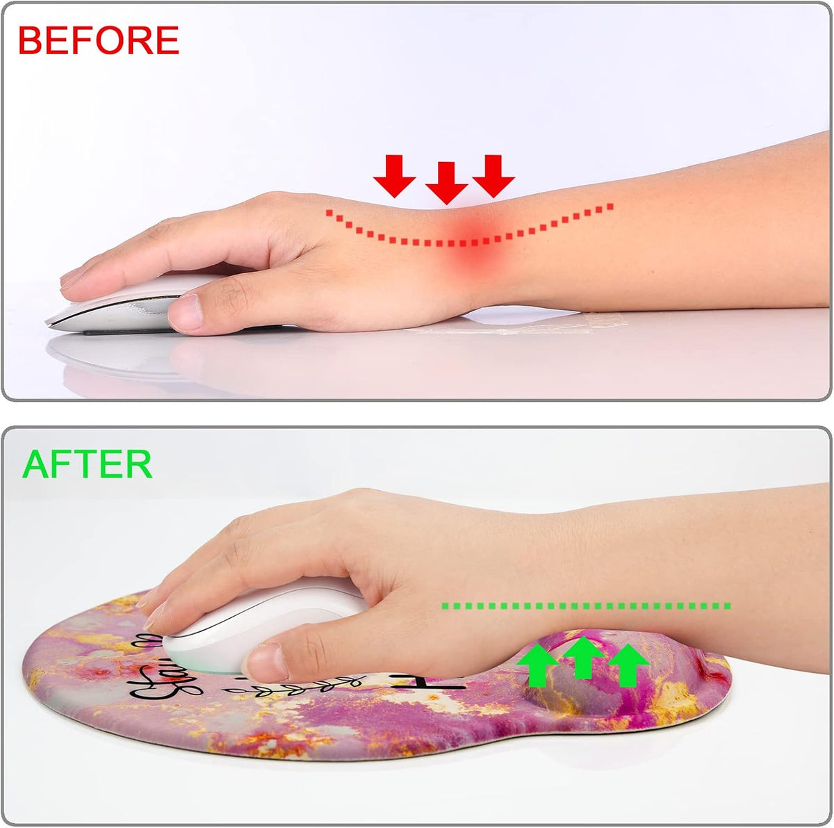Ergonomic Mouse Pad with Wrist Support Rest,Large Mousepad Gel Wrist Rest, with Coaster Non-Slip & Pain Relief for Computer, Desk, Home&Office-Beach - Colors B