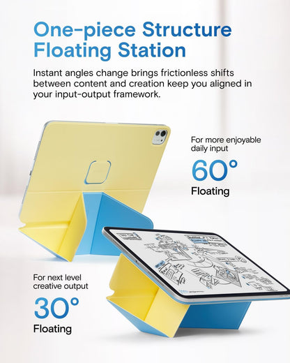MOFT Dynamic Folio Tablet Stand for Desk Compatible with iPad mini A17 Pro 2024 & iPad mini 6th A15 2021, Slim Magnetic Tablet Holder Case with 20+ Viewing Angles, Beach White x Terracotta