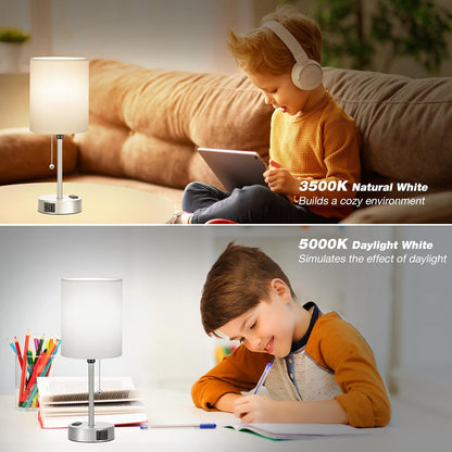 Dicoool Bedside Table Lamp for Bedroom - Small Desk Lamp with USB Ports