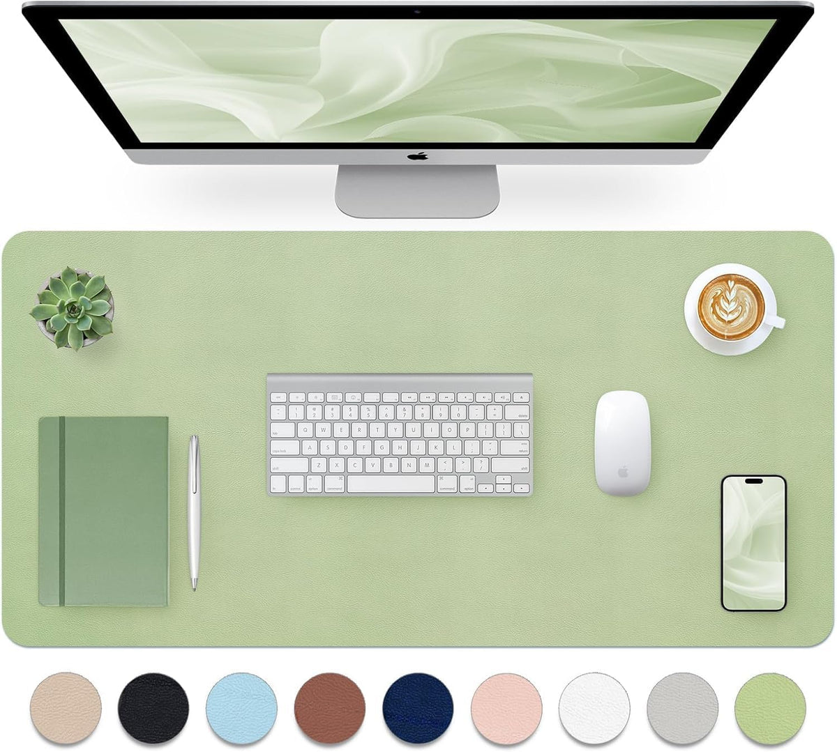 Bloss Leather Desk Pad and Keyboard Wrist Rest, Large Mouse Pad + Keyboard Pad+Mouse Wrist Support, Non-Slip Desk Mat Protector for Office, Home(31.5×15.7 Inches,Beige) - Colors B