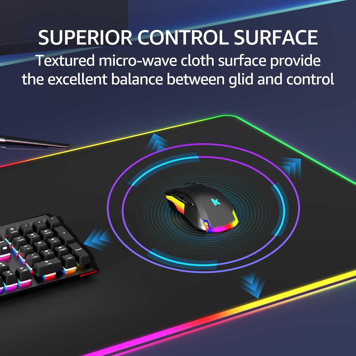KTRIO Large Gaming Mouse Pad Desk Mat for Gamer, 31.5" x 11.8", Black, XL | Extended Size Design, Superior Micro-Weave Cloth, Non-Slip Rubber Base, Durable Stitched Edges, Water-Resistant Coating