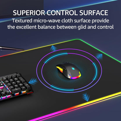 KTRIO Large Gaming Mouse Pad Desk Mat for Gamer, 31.5" x 11.8", Black, XL | Extended Size Design, Superior Micro-Weave Cloth, Non-Slip Rubber Base, Durable Stitched Edges, Water-Resistant Coating