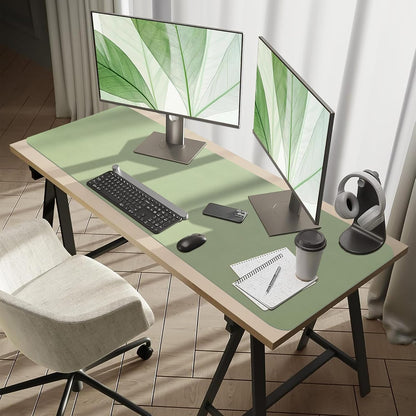 Bloss Leather Desk Pad and Keyboard Wrist Rest, Large Mouse Pad + Keyboard Pad+Mouse Wrist Support, Non-Slip Desk Mat Protector for Office, Home(31.5×15.7 Inches,Beige) - Colors B