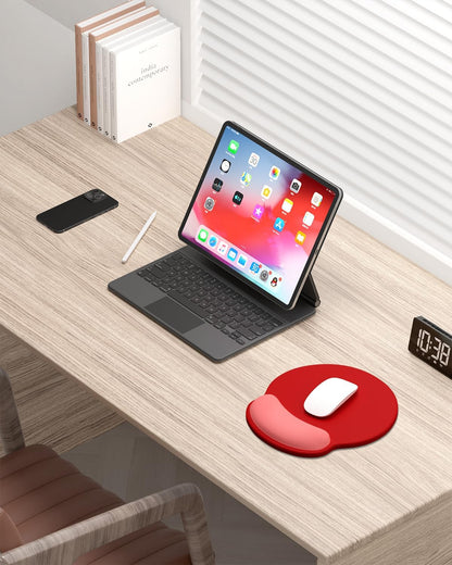 Ergonomic Mouse Pad with Wrist Rest, Comfortable Silicone Non-Slip Computer Pain Relief Gel Mouse Mat with Wrist Support for Gaming, Work, Office, Women & Men, Cute Pattern, Beige