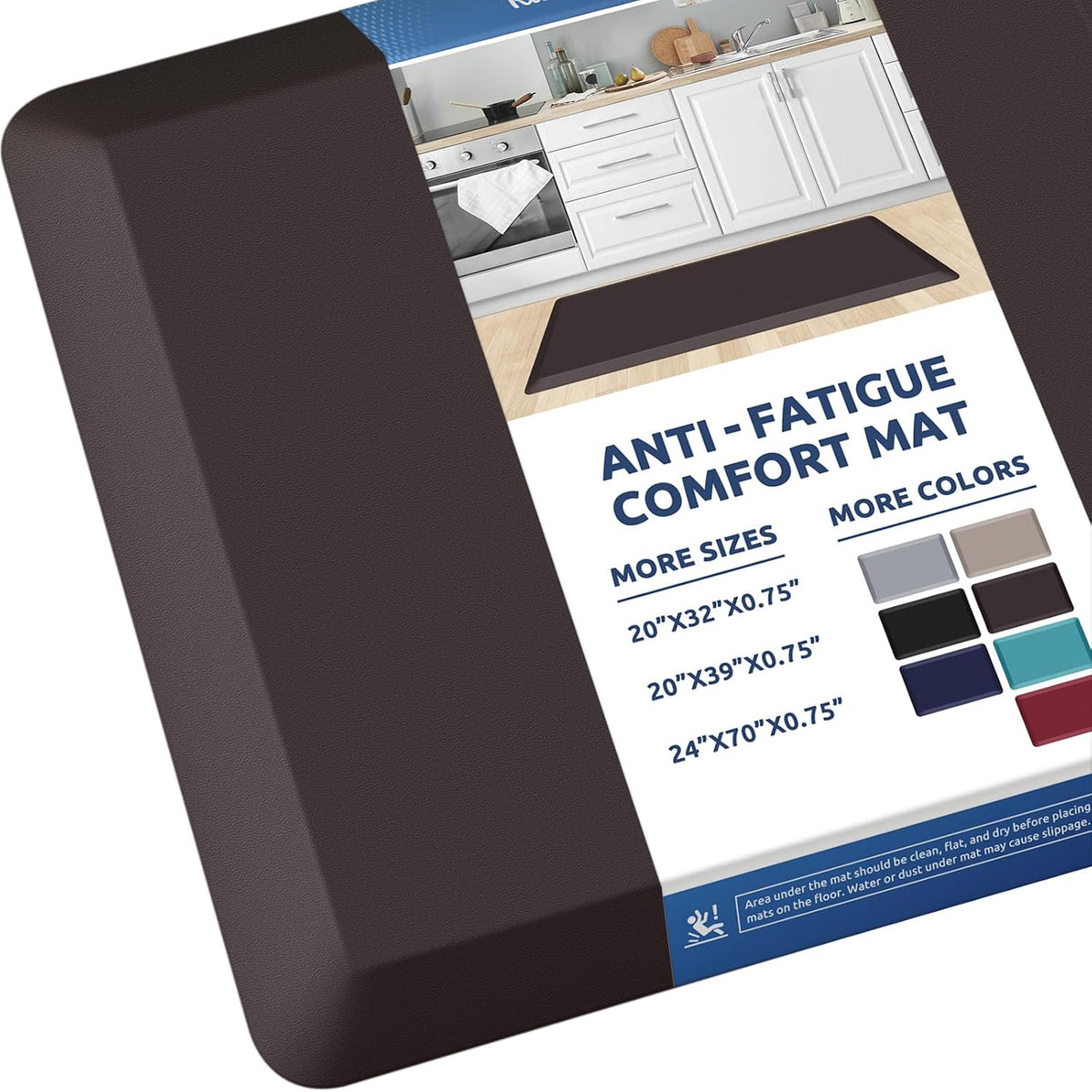 KitchenClouds Kitchen Mat Cushioned Anti Fatigue Rug 17.3"x28" Water Resistant, Non Slip, Standing and Comfort Desk/Floor Mats for House Sink Office (Black)