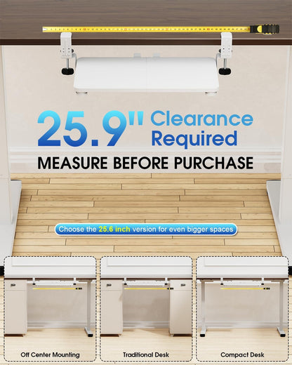 Small Keyboard Tray Under Desk, Pull Out Keyboard & Mouse Tray with Adjustable C-clamp, 20(25.9 Including Clamps) x 11.8 Inch Slide Out Computer Keyboard Drawer Mouse Tray for Typing, Walnut