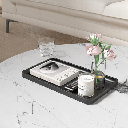 Small Bathroom Vanity Tray for Countertop Makeup Perfume Jewelry Decor Candle Keys, Small Black Kitchen Tray for Soap Dispenser Spice Bamboo Toilet Tray 7.9" L x 4" W x 0.79" H