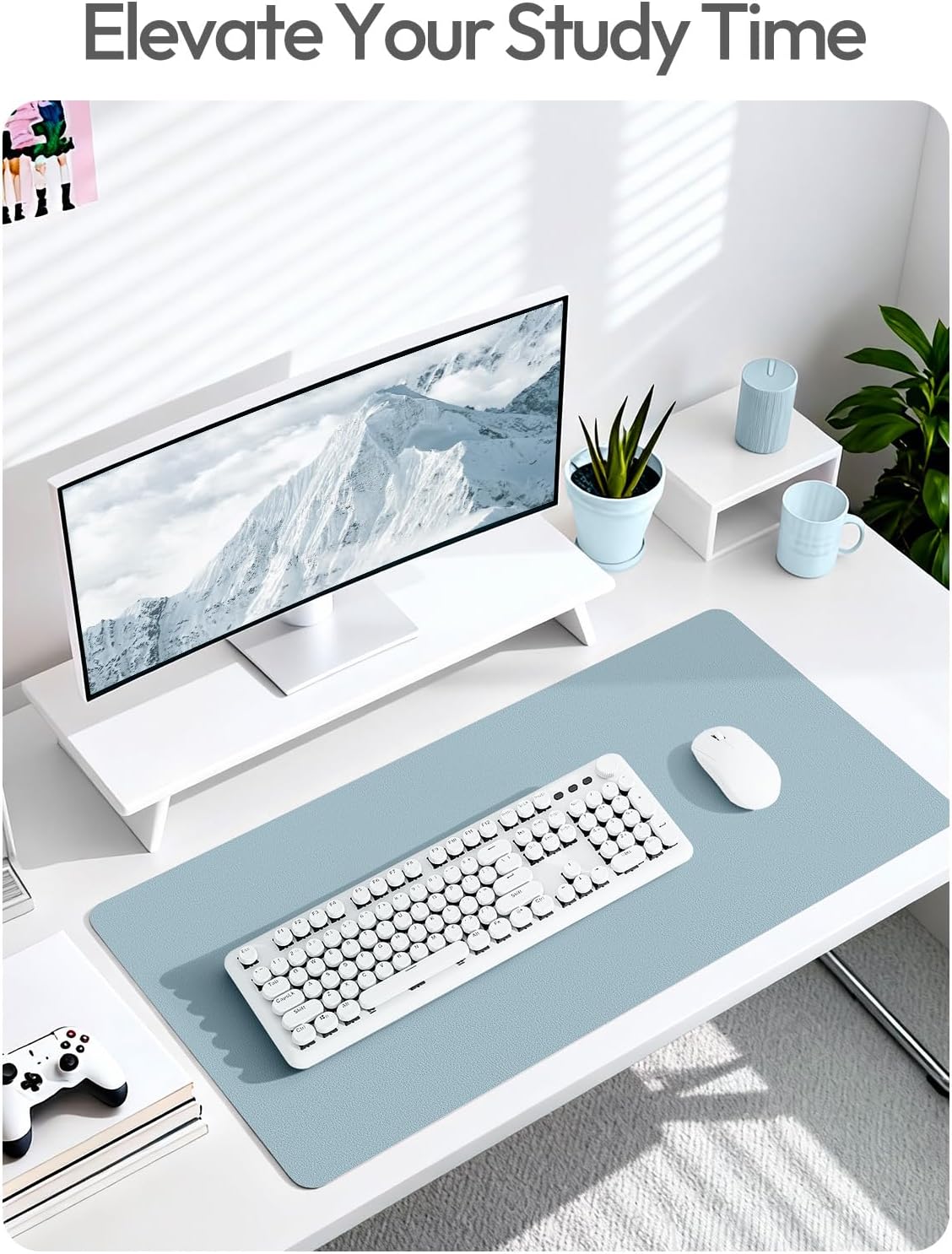 YSAGi Leather Desk Pad Protector, Large Mouse Pad, Non-Slip PU Leather Desk Blotter, Waterproof Writing Pad for Office and Home (31.5" x 15.8", Eggshell) - Colors B