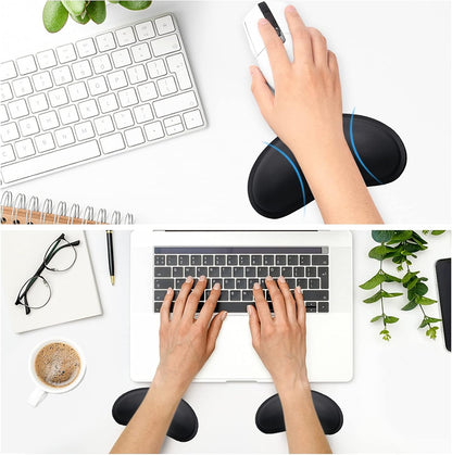 Mouse Wrist Rest, Ergonomic Memory Foam Mouse Wrist for Computer Desk Mats Support, PU Leather Hand Rest Pad Cushion for Gaming, Laptop, Men, Women, Pain Relief & Easy Typing, Black