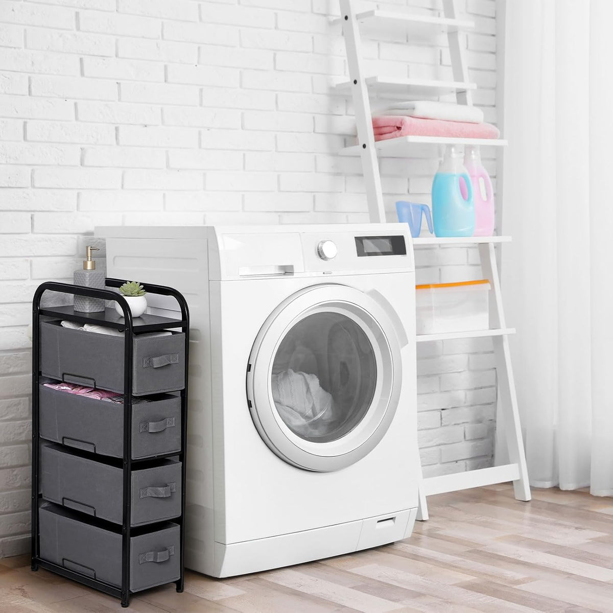 Dresser Storage with 3 Drawers, Fabric Dresser Tower, Vertical Storage Unit for Bedroom, Closet, Office, Black