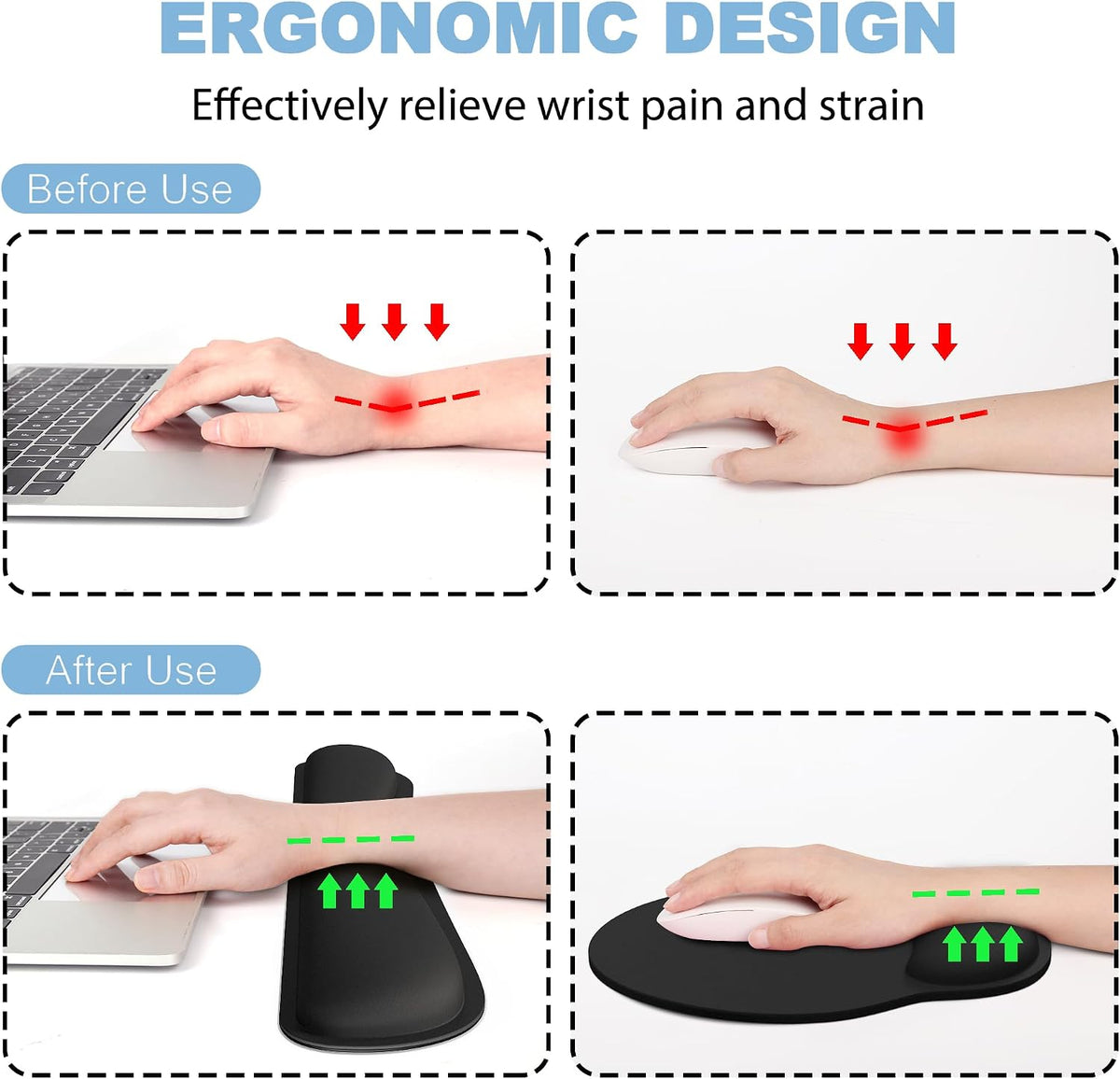 Ergonomic Mouse Pad with Wrist Rest and Keyboard Wrist Rest, Mousepad