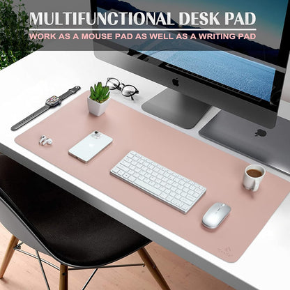 K KNODEL Large Office Leather Desk Mat, Mouse and Keyboard Pad, Computer and Laptop Mat, Desktop Protector and Cover, Writing Pad and Blotter (31.5"x15.7", Black)