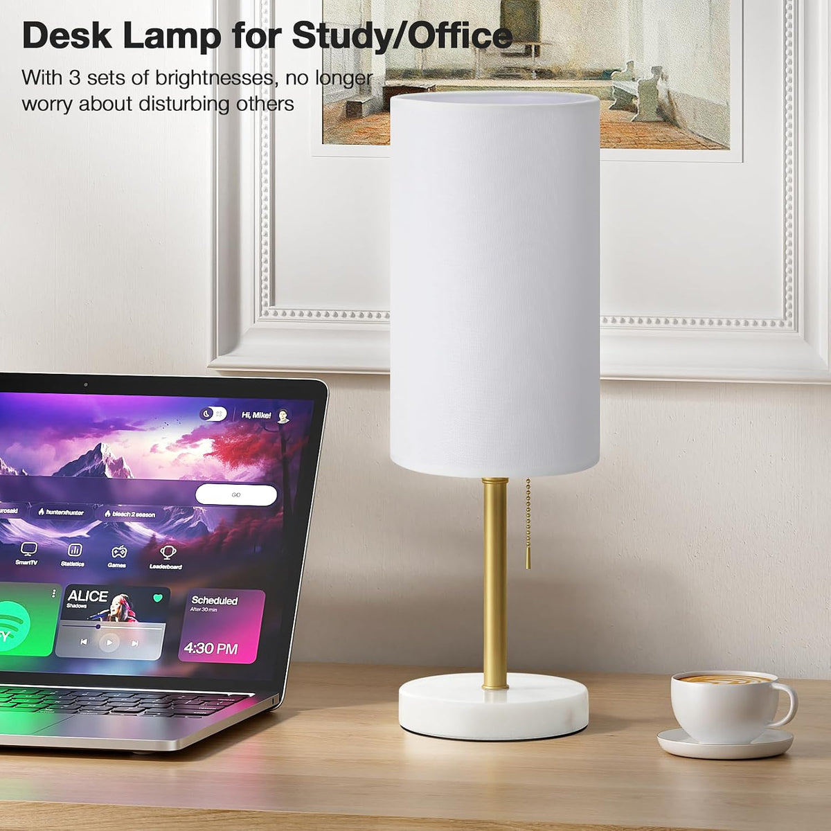 Dicoool Bedside Table Lamp for Bedroom - Small Desk Lamp with USB Ports
