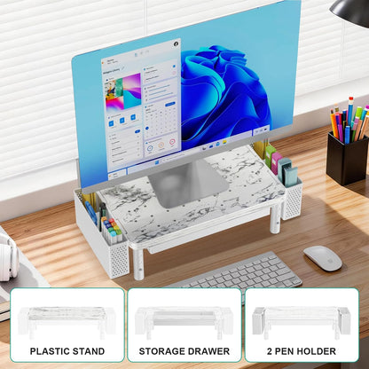 WALI Monitor Stand Riser with Drawer, Desk Organizers and Accessories for Computer, Printer, Laptop Stand for Home Office Supplies, (PTT005-B), 1 Pack, Black