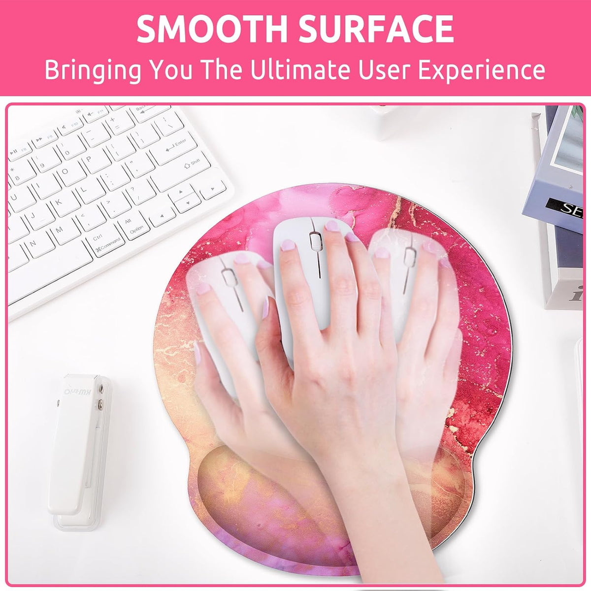 KONVINIT Ergonomic Mouse Pad with Wrist Rest, Small Mousepad with Non-Slip Rubber Base and Smooth Surface, Beach Mouse Pads for Desk, Office Desk Accessories