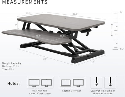 Black 32 in Standing Desk Converter, DESK-V000K