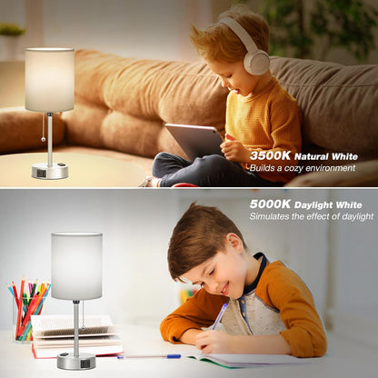Dicoool Bedside Table Lamp for Bedroom - Small Desk Lamp with USB Ports
