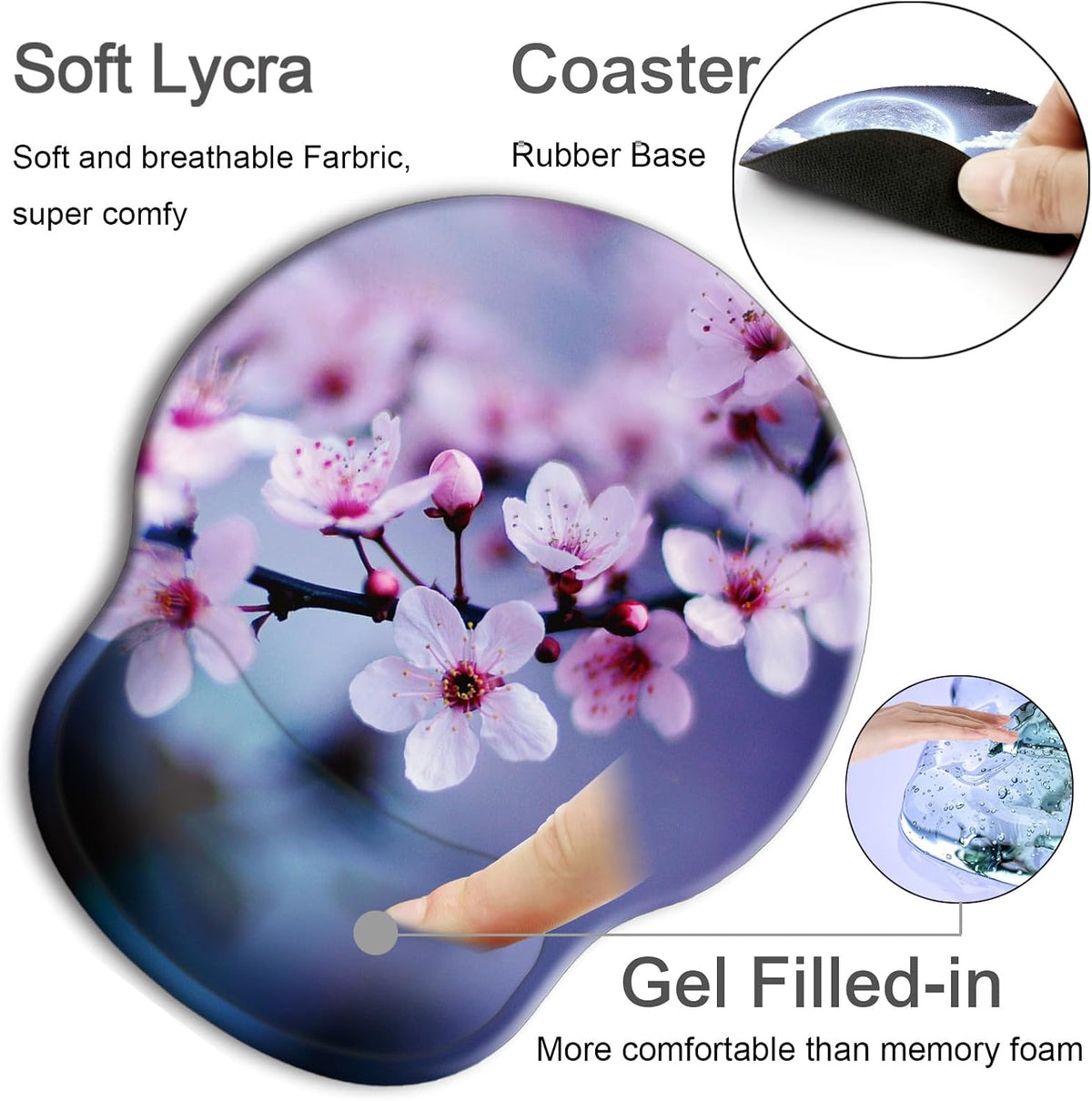 Ergonomic Mouse Pad with Wrist Support Rest,Large Mousepad Gel Wrist Rest, with Coaster Non-Slip & Pain Relief for Computer, Desk, Home&Office-Beach - Colors B