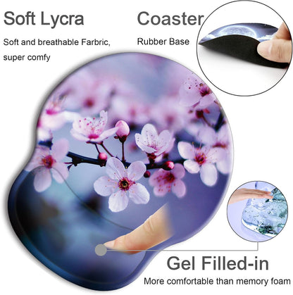 Ergonomic Mouse Pad with Wrist Support Rest,Large Mousepad Gel Wrist Rest, with Coaster Non-Slip & Pain Relief for Computer, Desk, Home&Office-Beach - Colors B
