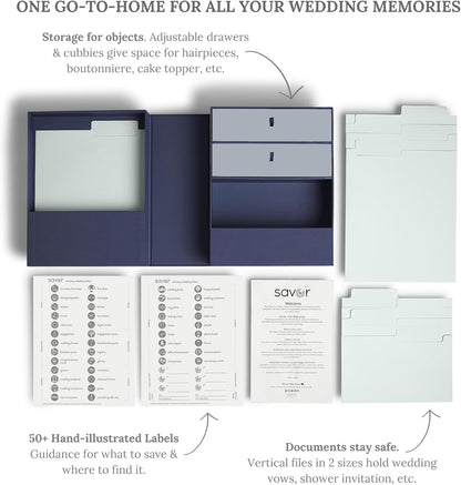 Savor | All-in-One Desk Organizer | Blue – Keep Desk, Office, and Home Organized All-in-One Storage System for Important Files, Documents, Stationery, and Office Supplies