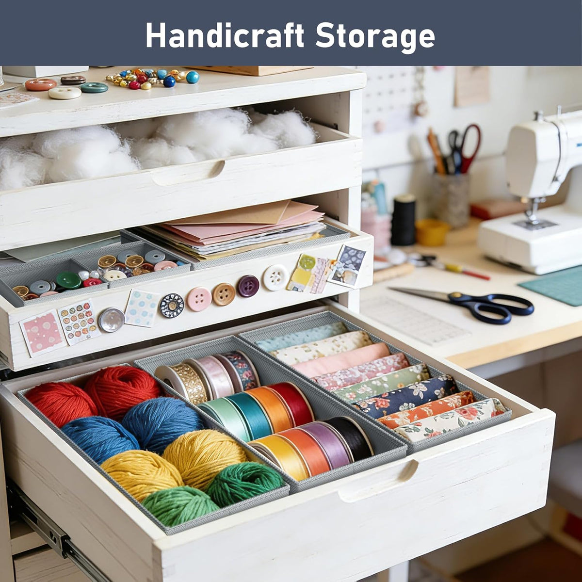 Drawer Organizer Clothes, Dresser Organizer, Foldable Closet Organizers and Storage, Fabric Dresser Bins, Drawer Dividers for Nursery, Baby Clothes, Underwears, Sock (Beige)