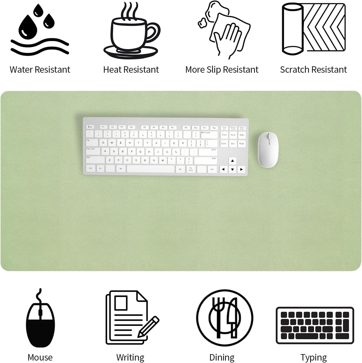 Bloss Leather Desk Pad and Keyboard Wrist Rest, Large Mouse Pad + Keyboard Pad+Mouse Wrist Support, Non-Slip Desk Mat Protector for Office, Home(31.5×15.7 Inches,Beige) - Colors B