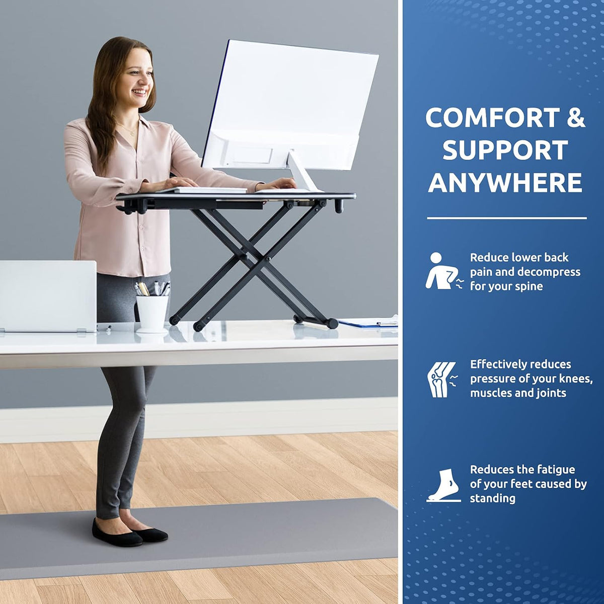 KitchenClouds Kitchen Mat Cushioned Anti Fatigue Rug 17.3"x28" Water Resistant, Non Slip, Standing and Comfort Desk/Floor Mats for House Sink Office (Black)