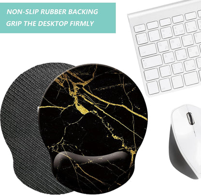 Mouse Pad with Wrist Support, Ergonomic Mouse Pad with Memory Foam Wrist Rest Cushion, Non-Slip Rubber Base Gaming Mice Pad for Home Office Computer Laptop, Flower Black