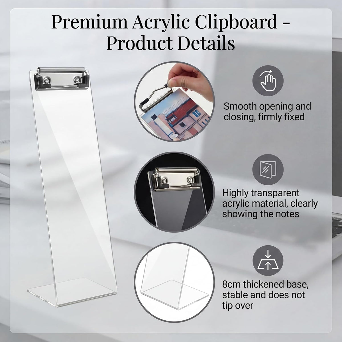 4 Pcs Monitor Memo Boards for Computer, Acrylic Multifunction Screen Message Reminder, Transparent Computer Sticky Note Holder, Creative Office Desk Accessories for Desktop Home
