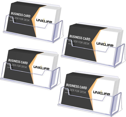 Uniclife Acrylic Business Card Holder for Desk 1 Slot Clear Business Card Display Stand for Men & Women Desktop Business Card Organizer Card Stand for Office Home Exhibition, 60 Card Capacity