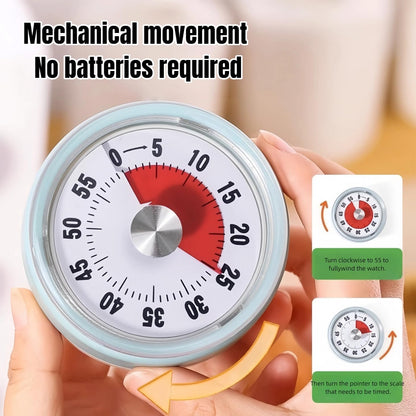 Kitchen Timer,Visual Timer,100% Mechanical Desk Timer,No Batteries Required,Magnetic Stand Back,Kitchen timers for Cooking,lso Magnetic for Classroom, Homeschooling Study Tool, Task Reminder.