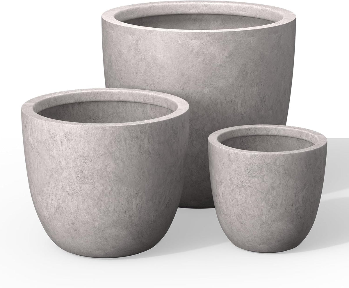 Kante 8.9" H x 10" W Small Concrete Planter, Compact Desktop Plant Pot with Drainage Hole & Rubber Plug – Lightweight Breathable Cement Container for Succulents, Cactus, Herbs, Indoor Outdoor, Gift